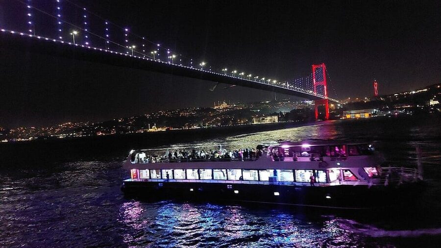All Inclusive; Istanbul Bosphorus Dinner Cruise w/live shows - Istanbul by night, seen from the Bosphorus