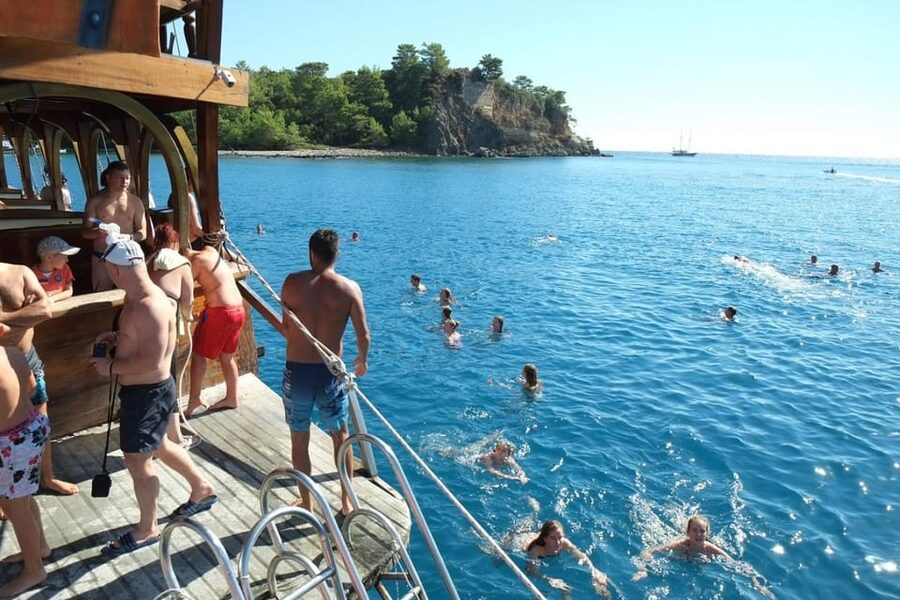 Antalya: Beach & Waterfalls Boat Trip w/ Lunch & Soft Drinks - Lunch on deck, plus unlimited soft drinks