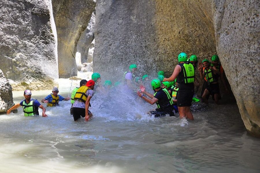 Antalya:Canyoning,Rafting,Zipline,Canyon visit with Lunch - Getting fitted out beside the Köprülüçay River