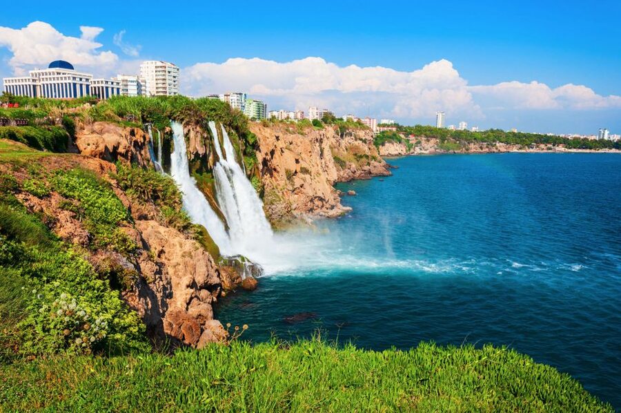 Antalya: Relax Boat Trip with Lunch to the Duden Waterfall - The long approach across Antalya Bay