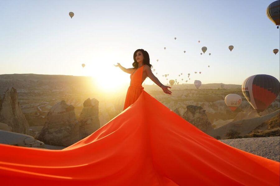 Cappadocia: Private Outdoor Photoshoot at Sunrise w/Transfer - The flying dress and the art of posing
