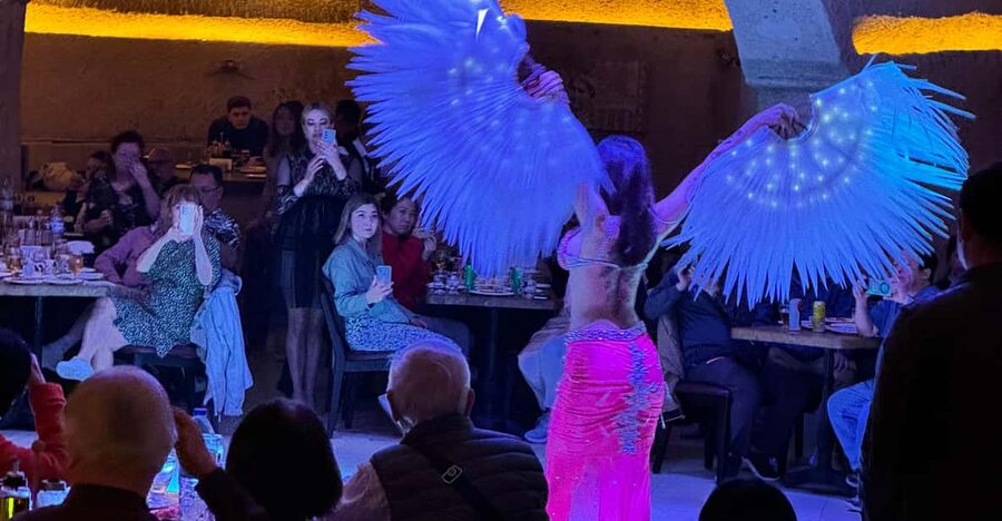Cappadocia Turkish Night wTransfer,Dinner &Unlimited Drinks - Entering a Cappadocian cave for Turkish night
