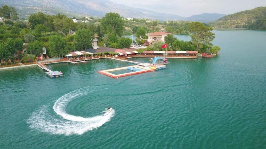 City of Side: Green Canyon Jeep Tour, Boat Trip & Waterfall - Green Lake by boat, with time to swim