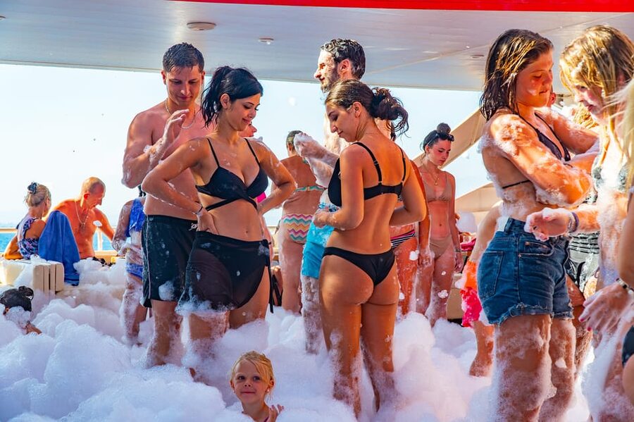 City of Side: Sightseeing Cruise w/ Swim Stops & Foam Party - The foam party on the return journey
