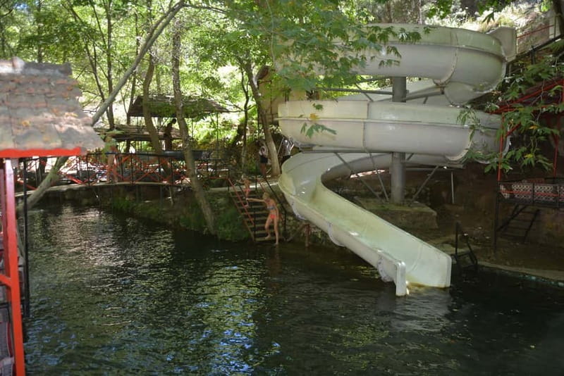 From Alanya: Jeep Safari with Lunch, Dim River & Cave - Water fights between the Land Rovers