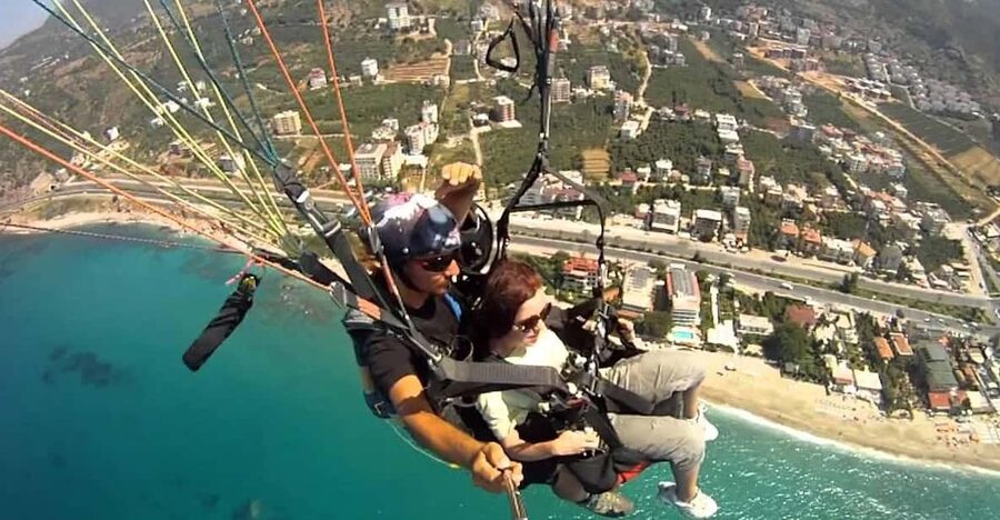 From Antalya, Belek, Side Alanya Paragliding Experience - Taking off above Cleopatra Beach