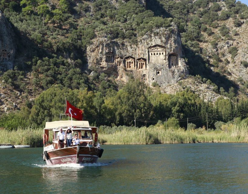 From Fethiye: Dalyan Day Trip with Mud Bath and Turtle Beach - Reading the Lycian tombs above the river
