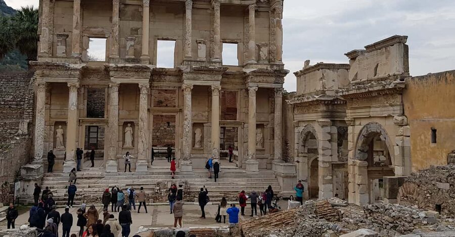 From Istanbul: Ephesus Tour with Roundtrip Flight - Reading the monuments along Curetes Street