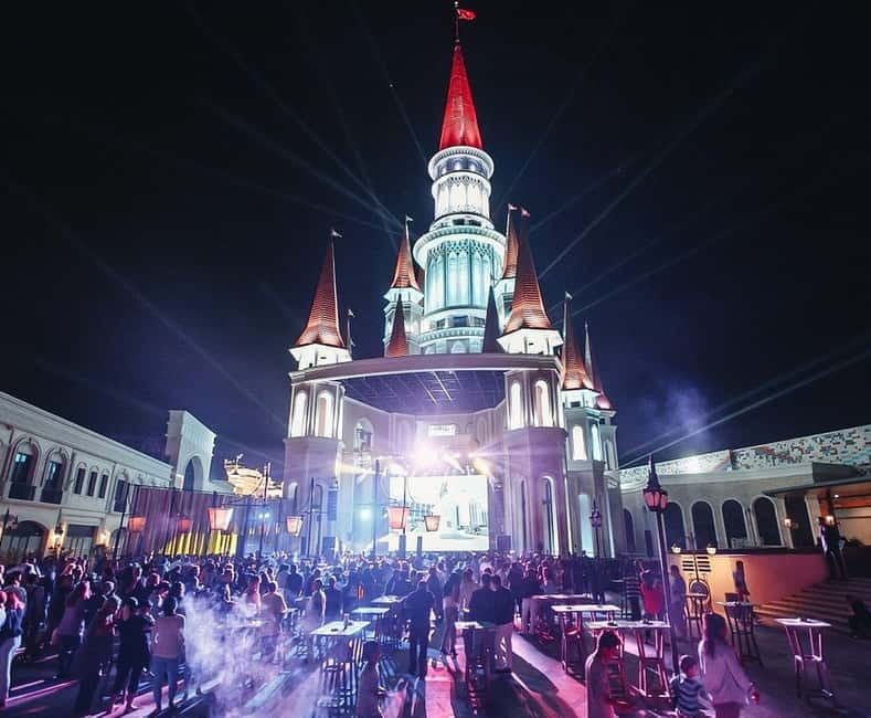 From Side: Land Of Legends Night Show With Transfer - The Land of Legends at night