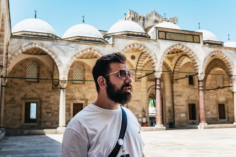 Istanbul: Hagia Sophia, Blue Mosque, Suleymaniye Mosque Tour - The Blue Mosque and its blue-and-white details